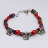 Bracelet perle de corail rouge - Argent du Tibet - Fait main||Bracelet perle de corail rouge - Argent du Tibet - Fait main