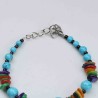 Bracelet Turquoise Multicolore Argent Tibétain Fait Main