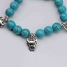 Bracelet Turquoise Charms Argent Tibétain Élastique