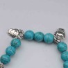 Bracelet Turquoise Charms Argent Tibétain Élastique