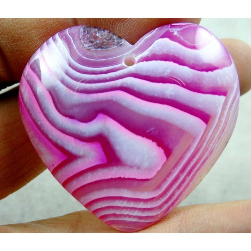 Coeur rose + Chaine : belles stries : 42x45mm + Avec sa chaine argent .925 "snake" collier pendentif