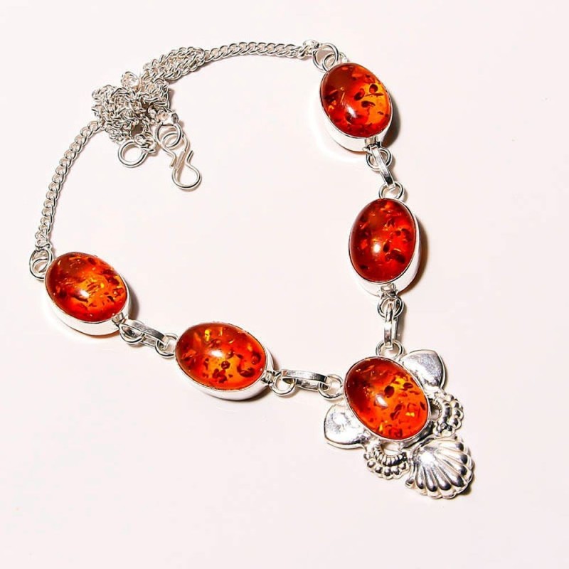 Collier ambre baltique argent massif 925
