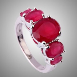 Bague 5 Rubis rouge - Argent massif 925||Bague 5 Rubis rouge - Argent massif 925||Bague 5 Rubis rouge - Argent massif 925
