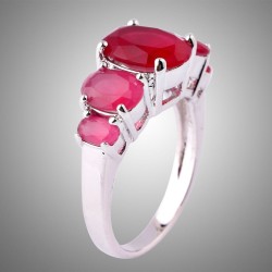Bague 5 Rubis rouges Argent 925 – Élégance Intense