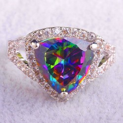 Bague Topaze Mystique Arc-en-Ciel et Topazes Blanches – Argent 925