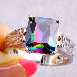 Bague Topaze Mystique Arc-en-Ciel – Argent Massif 925