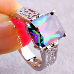 Bague Topaze Mystique Arc-en-Ciel – Argent Massif 925