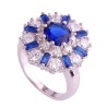 Bague Princesse diana fiançailles saphir bleu blanc topaze cz - AAA - Argent massif 925