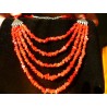  fermoir en S - 5 rangs sur le devant : 16 à 32 cm||Collier de chips de corail rouge