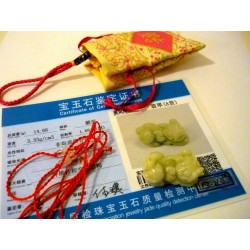 Certificat Jade vert Grade A - Jade Jadéite naturel - Dragon Pi Xiu - Pendentif : Protection et richesse