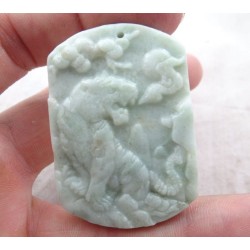 Pendentif 100% Tigre de Chine Lantian jade jadeite sculpté  Dragon