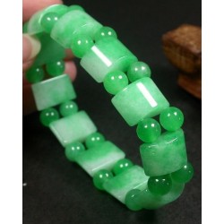 bracelet jade vert bamboo perles rondes stretch