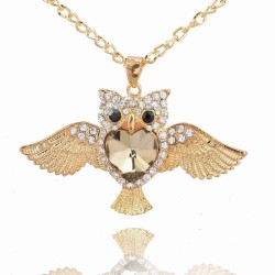 Sautoir Pendentif HIBOU CHOUETTE Strass et cristal COEUR central : Une beauté !!! collier