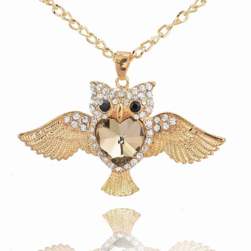 Sautoir Pendentif HIBOU CHOUETTE Strass et cristal COEUR central : Une beauté !!! collier