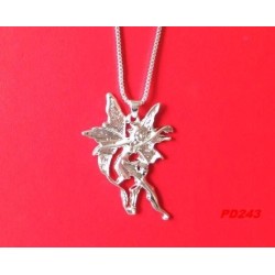 Pendentif Elfe fée fee en argent 925 sterling 40 x 30 mm collier