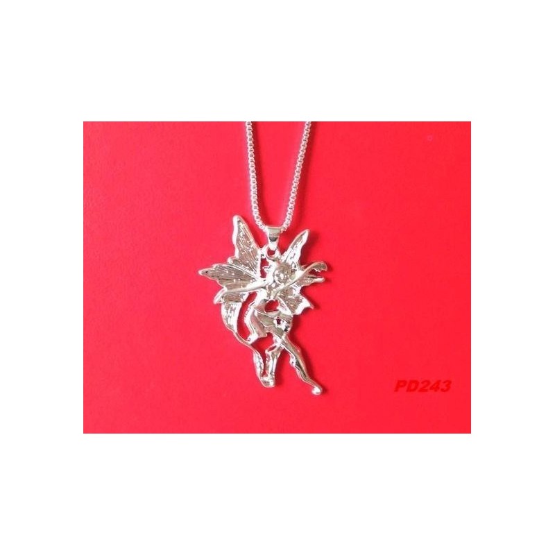 Pendentif Elfe fée fee en argent 925 sterling 40 x 30 mm collier
