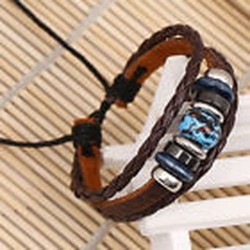 Bracelet cuir UNISEXE avec déco mode : réglable