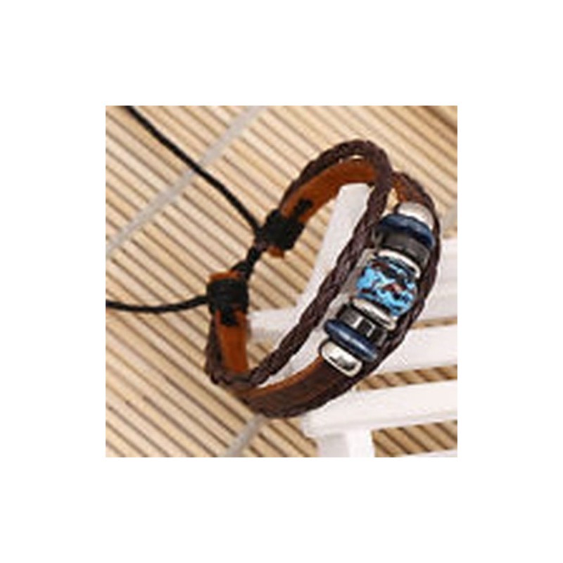 Bracelet cuir UNISEXE avec déco mode : réglable