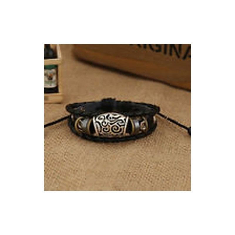 Bracelet cuir UNISEXE avec déco mode : réglable
