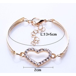  semi-rigide||Bracelet fantaisie avec son cœur central en strass