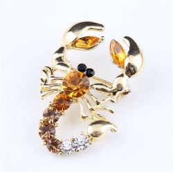 Broche en strass sur métal : Modèle SCORPION jaune orange