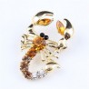 Broche en strass sur métal : Modèle SCORPION jaune orange