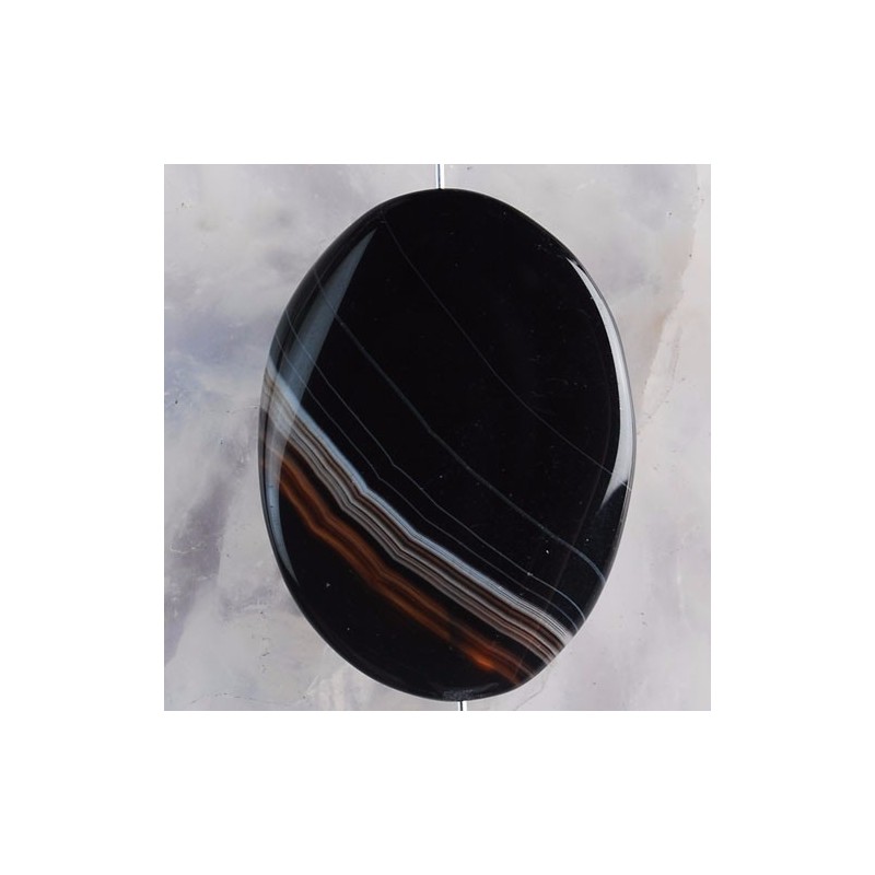 Pendentif perle AGATE NOIRE monté avec son anneau