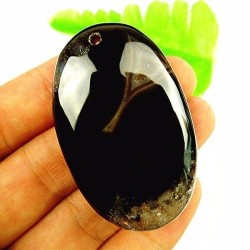 Pendentif AGATE NOIRE monté avec son anneau||Pendentif AGATE NOIRE monté avec son anneau