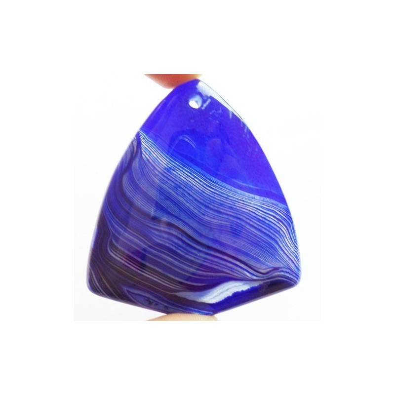 47x44x8 mm Pendentif AGATE BLEUE superbe monté avec sa bélière