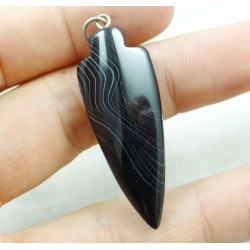 Pendentif FLECHE - AGATE NOIRE et BLANCHE homme / femme||Pendentif FLECHE - AGATE NOIRE et BLANCHE homme / femme