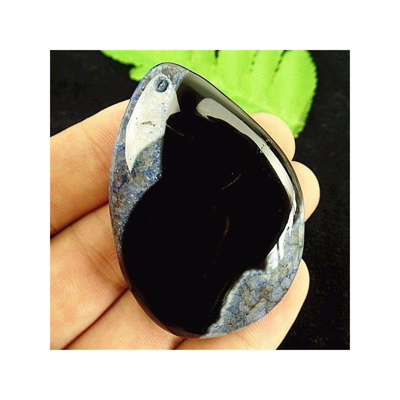 Pendentif AGATE NOIRE monté avec son anneau||Pendentif AGATE NOIRE monté avec son anneau