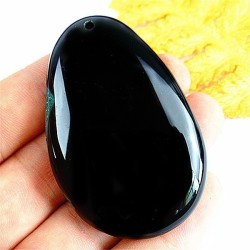 Pendentif en Agate verte et noire – 62 x 40 mm