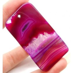 Pendentif en Agate rouge et rose – 58 x 32 mm