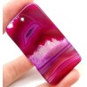 Pendentif en Agate rouge et rose – 58 x 32 mm