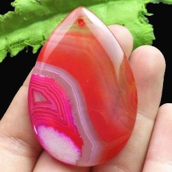 Pendentif AGATE ROUGE et ROSE superbe monté avec un anneau