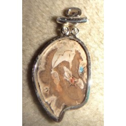 Pendentif Bois Pétrifié & Quartz Fumé – Argent 925