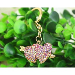  porte-clés "DOUBLE COEUR" strass.||Bijou de sac