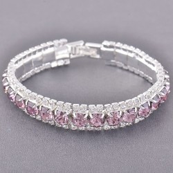 Plaqué argent : Bracelet aux zirconium pourpre / violet sertis